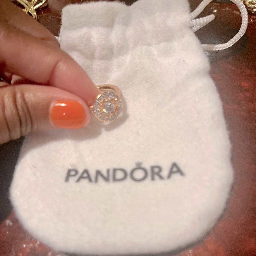 Pandora Gold CZ Diamond stoned with Halo ring